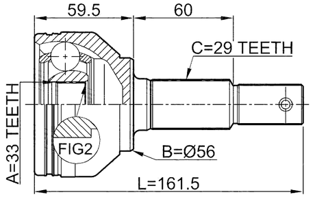 0210-J1016 - OUTER CV JOINT 33X56X29