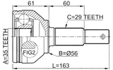 0210-J1020 - OUTER CV JOINT 35X56X29
