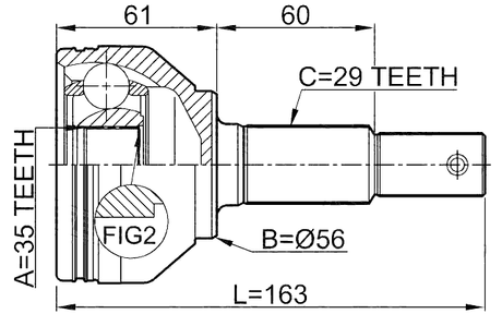 0210-J1020 - OUTER CV JOINT 35X56X29