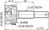 0210-J10RA48 - OUTER CV JOINT REAR 24X56X25