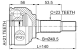 0210-K12 - OUTER CV JOINT 21X49.5X23
