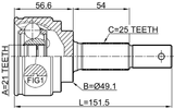 0210-K13K - OUTER CV JOINT 21X49X25