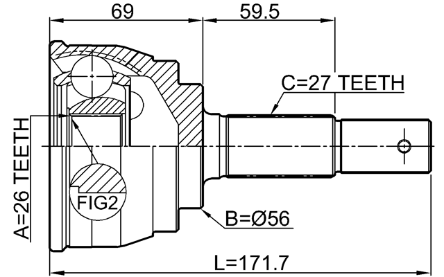 0210-L30 - OUTER CV JOINT 26X56X27
