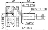 0210-L31A44 - OUTER CV JOINT 33X56X27
