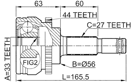 0210-L31A44 - OUTER CV JOINT 33X56X27