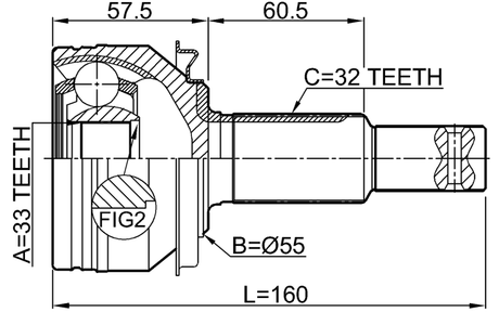 0210-L33 - OUTER CV JOINT 33X55X32