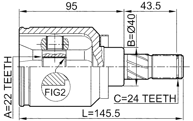 0210-N16 - OUTER CV JOINT 22X55X25