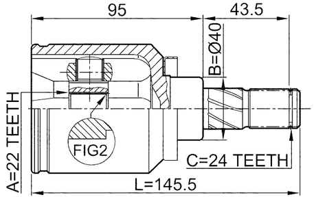 0210-N16 - OUTER CV JOINT 22X55X25