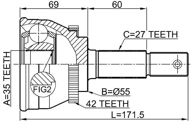 0210-N16MTA42 - OUTER CV JOINT 35X55X27