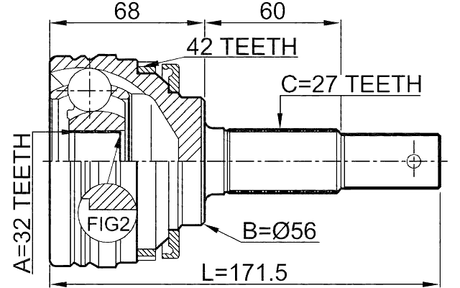0210-P10A42 - OUTER CV JOINT 32X56X27