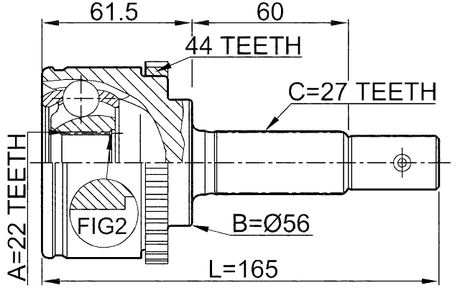 0210-P11A44 - OUTER CV JOINT 22X56X27