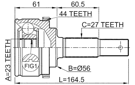 0210-P12QG16A44 - OUTER CV JOINT 23X56X27