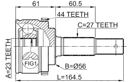 0210-P12QG18A44 - OUTER CV JOINT 23X56X27