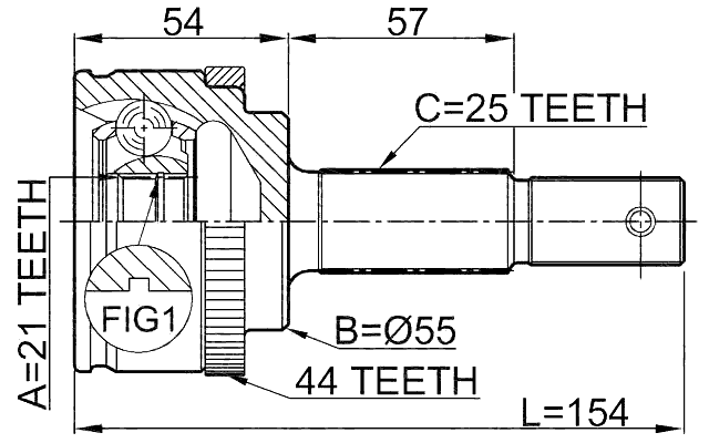 0210-QG15A44 - OUTER CV JOINT 21X55X25