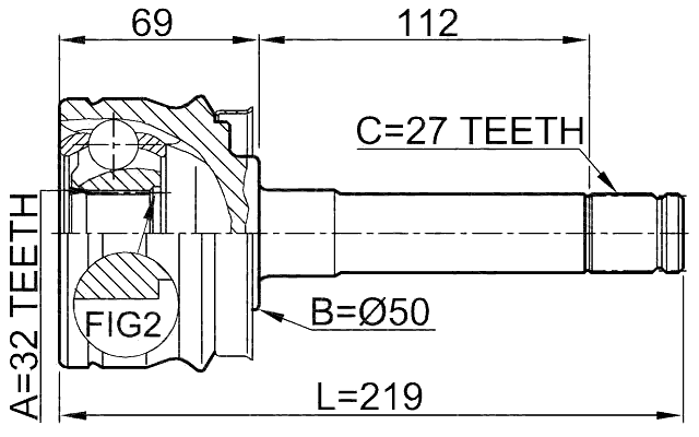0210-R20 - OUTER CV JOINT 32X50X27
