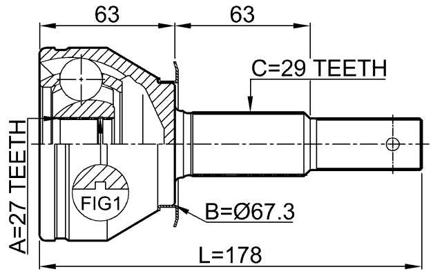 0210-R51MT - OUTER CV JOINT 27X67X29