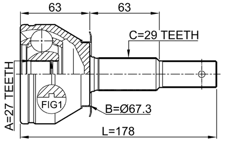 0210-R51MT - OUTER CV JOINT 27X67X29