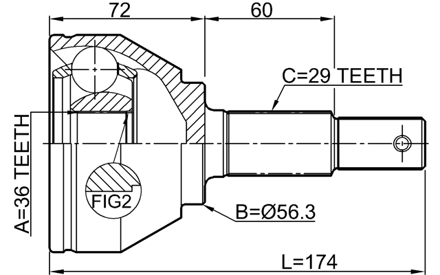 0210-T31M9 - OUTER CV JOINT 36X56X29