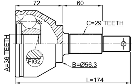 0210-T31M9 - OUTER CV JOINT 36X56X29
