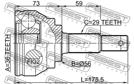 0210-V42 - OUTER CV JOINT 36X56X29