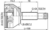 0210-Y62R - OUTER CV JOINT REAR 43X67.2X34