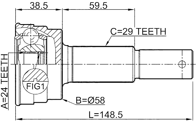 0210-Z50R - OUTER CV JOINT REAR 24X58X29