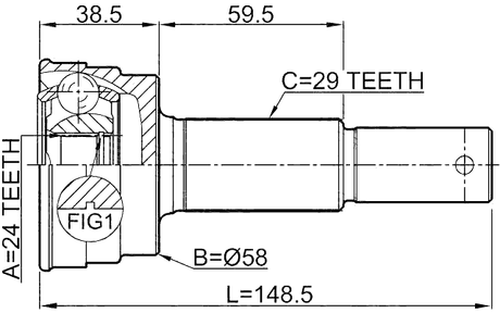 0210-Z50R - OUTER CV JOINT REAR 24X58X29