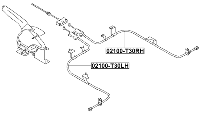 02100-T30LH - PARKING BRAKE CABLE, LEFT