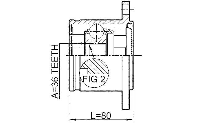 0211-A60 - INNER CV JOINT 36X114