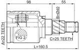 0211-B10ATLH - INNER CV JOINT LEFT 22X40X25