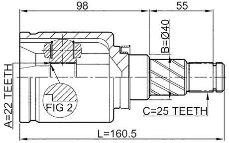 0211-B10ATLH - INNER CV JOINT LEFT 22X40X25