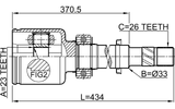 0211-C11XRH - INNER CV JOINT RIGHT 23X33X26