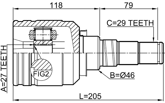 0211-CA33LH - INNER CV JOINT LEFT 27X46X29