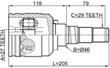 0211-CA33LH - INNER CV JOINT LEFT 27X46X29