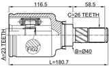 0211-F15E - INNER CV JOINT 23X40X26