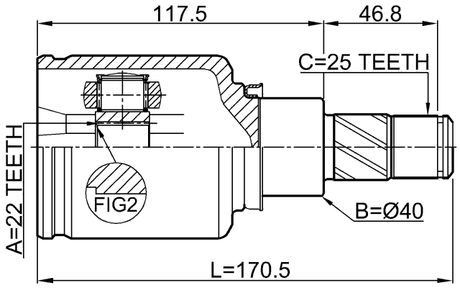 0211-F15LH - INNER CV JOINT LEFT 22X40X25