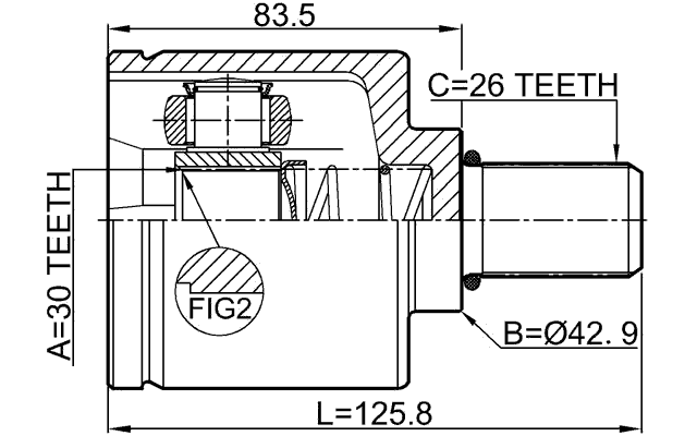 0211-G15RAATLH - INNER CV JOINT LEFT 30X42.9X26