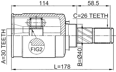 0211-J1016LH - INNER CV JOINT LEFT 30X40X26