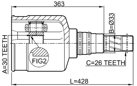 0211-J1016RH - INNER CV JOINT RIGHT 30X43X26