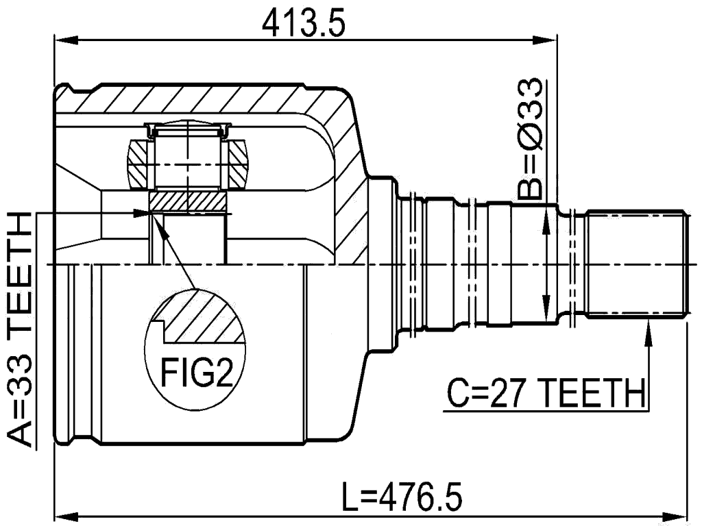 0211-J1020GRH - INNER CV JOINT RIGHT 33X33X27