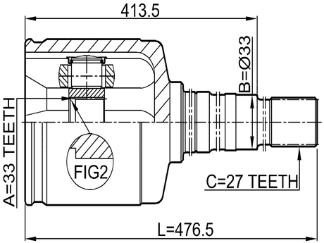 0211-J1020GRH - INNER CV JOINT RIGHT 33X33X27