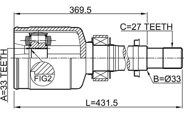 0211-J10ERH - INNER CV JOINT RIGHT 33X33X27
