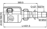 0211-J10ERH - INNER CV JOINT RIGHT 33X33X27