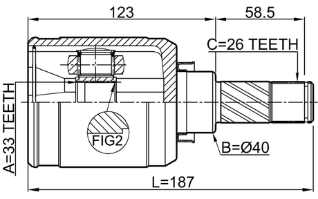 0211-J10F6LH - INNER CV JOINT LEFT 33X40X26