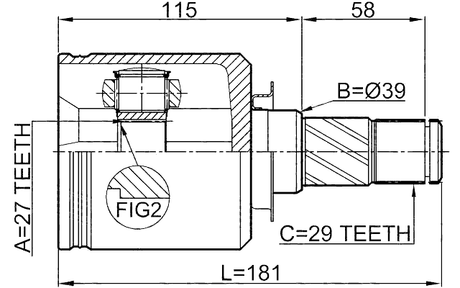 0211-J32LH - INNER CV JOINT LEFT 27X39X29