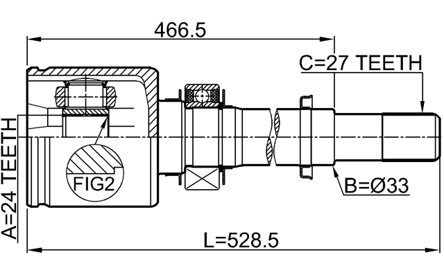 0211-J32VQ25RH - INNER CV JOINT RIGHT 24X33X27
