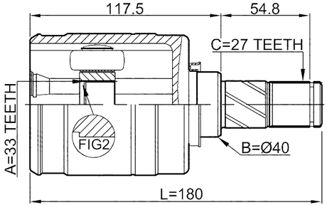 0211-JJ10ELH - INNER CV JOINT LEFT 33X40X27