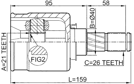 0211-K12 - INNER CV JOINT 21X40X26