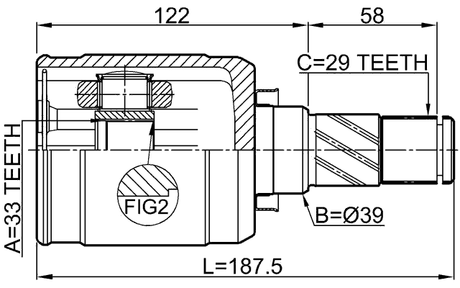 0211-MR20MTLH - INNER CV JOINT LEFT 33X39X29