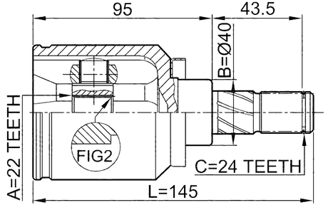 0211-N16 - INNER CV JOINT 22X40X24
